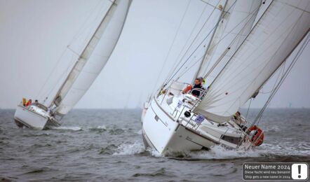 Bug Aussenaufnahme der Bavaria cruiser 41 Sport "Ventus" (ehemals "Shag") in Heiligenhafen