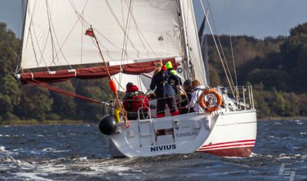 Heck Aussenaufnahme der Sun Fast 37 "Nivius" in Flensburg